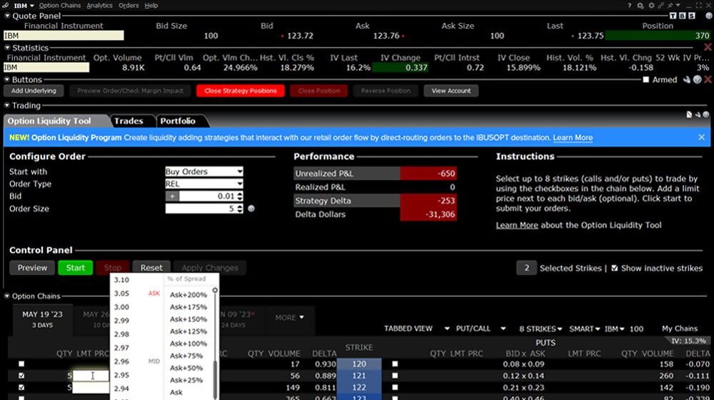 Options Liquidity Tool